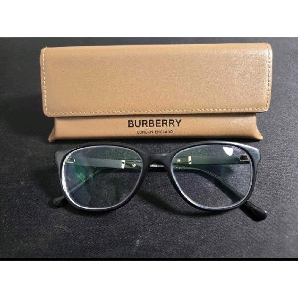 Burberry Black Check Plaid Eyeglasses Frames w/ Case Unisex Rx Ready